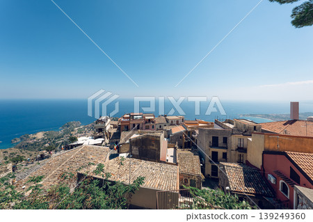 A view of the town and sea from Castelmola, Sicily, Italy. A view of the town and sea from Castelmola, Sicily, Italy. 139249360