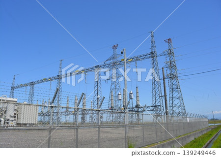 Outdoor substation equipment and transmission tower Outdoor substation equipment and transmission tower 139249446