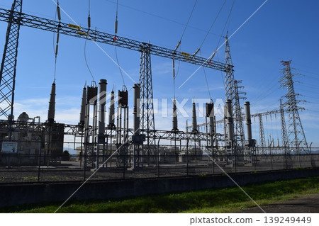 Outdoor substation equipment and transmission tower Outdoor substation equipment and transmission tower 139249449