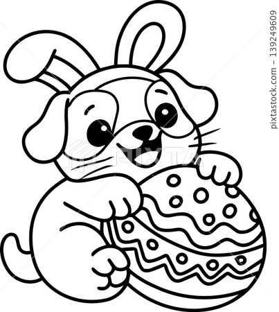Cute bunny Easter egg cartoon animal happy coloring page outline festive joyful Cute bunny Easter egg cartoon animal happy coloring page outline festive joyful 139249609
