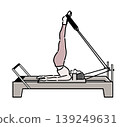 Bob, a woman, is doing back training on a Pilates machine. 139249631