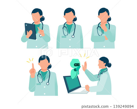 An image illustrating medical DX (digital transformation) using tablets and AI to the fullest extent to solve problems. An image illustrating medical DX (digital transformation) using tablets and AI to the fullest extent to solve problems. 139249894
