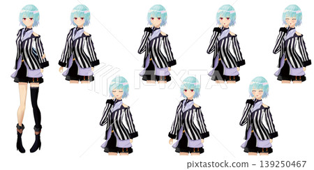 短藍髮女孩全身站立插畫 - TRPG/遊戲/臉部表情變體角色素材 短藍髮女孩全身站立插畫 - TRPG/遊戲/臉部表情變體角色素材 139250467