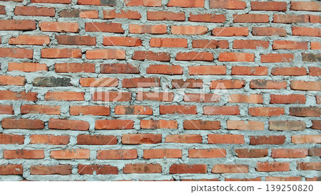 Traditional red brick wall texture with rough cement mix. Traditional red brick wall texture with rough cement mix. 139250820