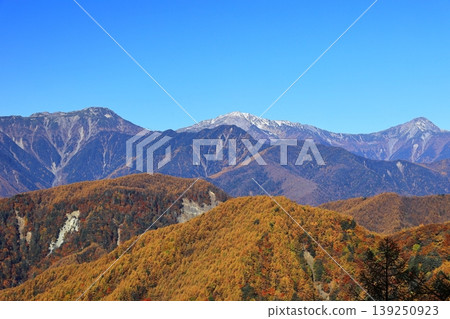 Southern Alps viewed from the autumn Ikenochaya Forest Road 139250923