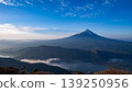 The mystical morning view of Lake Saiko and Mount Fuji 139250956
