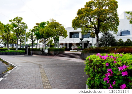 Kameyama City Cultural Hall, Mie Prefecture, with fresh greenery and azaleas in full bloom. Kameyama City Cultural Hall, Mie Prefecture, with fresh greenery and azaleas in full bloom. 139251124