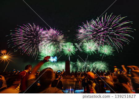 Fireworks respectfully sending off the Dajia Mazu Pilgrimage procession Fireworks respectfully sending off the Dajia Mazu Pilgrimage procession 139251627