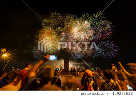 Fireworks respectfully sending off the Dajia Mazu Pilgrimage procession Fireworks respectfully sending off the Dajia Mazu Pilgrimage procession 139251628