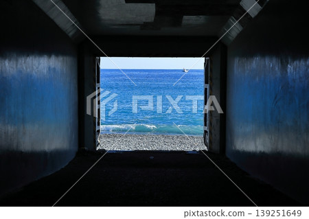 The sea seen from the tunnel The sea seen from the tunnel 139251649