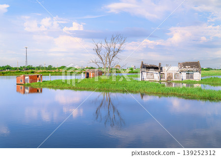 Abandoned Houses in Flooded Fields in Donggang, Chiayi, Taiwan Abandoned Houses in Flooded Fields in Donggang, Chiayi, Taiwan 139252312
