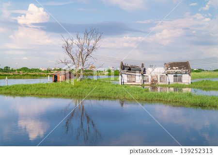 Abandoned Houses in Flooded Fields in Donggang, Chiayi, Taiwan Abandoned Houses in Flooded Fields in Donggang, Chiayi, Taiwan 139252313