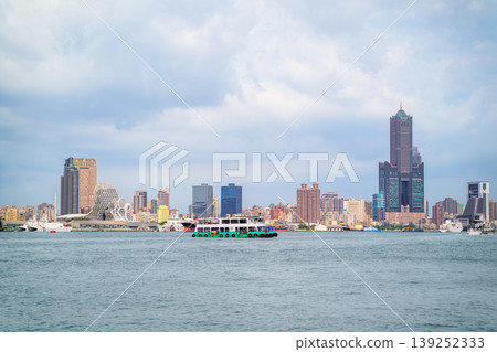 Kaohsiung Harbor Skyline and Ferry in Taiwan 139252333