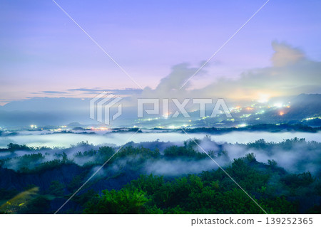 Sunrise over the Misty Mountains of Zuozhen, Tainan 139252365
