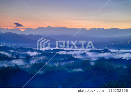 Sunrise Over Zuozhen Mountain Range in Tainan Taiwan 139252366