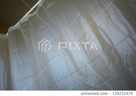 white plastic curtain texture in bathroom 139252474