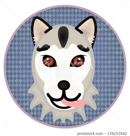 Illustration of a Siberian Husky's face with a circular background Illustration of a Siberian Husky's face with a circular background 139252682
