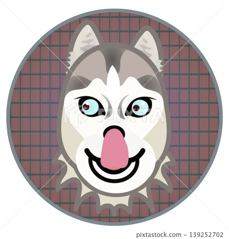 Illustration of a Siberian Husky's face with a circular background Illustration of a Siberian Husky's face with a circular background 139252702