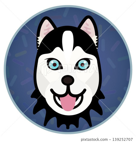 Illustration of a Siberian Husky's face with a circular background Illustration of a Siberian Husky's face with a circular background 139252707