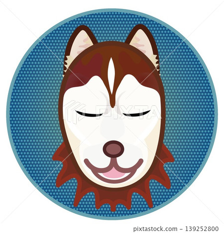 Illustration of a Siberian Husky's face with a circular background Illustration of a Siberian Husky's face with a circular background 139252800