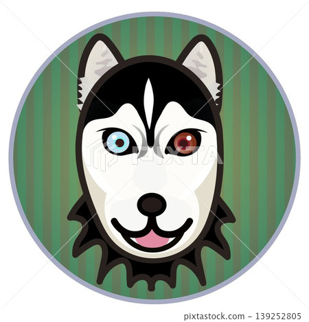 Illustration of a Siberian Husky's face with a circular background Illustration of a Siberian Husky's face with a circular background 139252805