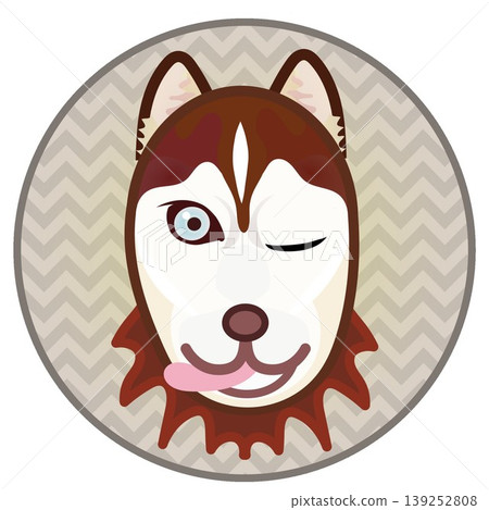 Illustration of a Siberian Husky's face with a circular background Illustration of a Siberian Husky's face with a circular background 139252808