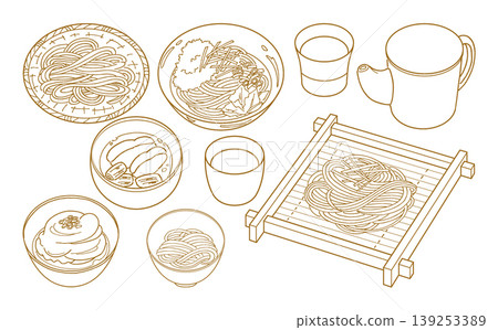 手繪蕎麥麵插圖 2_線條描 手繪蕎麥麵插圖 2_線條描 139253389