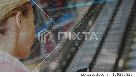 Uniformed pilot checking throttles while holding smartphone in cockpit, error codes, copy space Uniformed pilot checking throttles while holding smartphone in cockpit, error codes, copy space 139253826