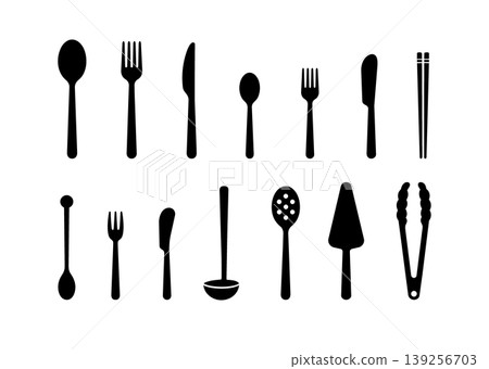A set of simple cutlery icons A set of simple cutlery icons 139256703