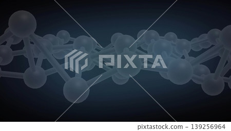 Floating 3D molecular lattice undulating over dark gradient, featuring translucent spheres and rods Floating 3D molecular lattice undulating over dark gradient, featuring translucent spheres and rods 139256964