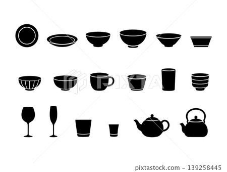 一套簡單的餐具圖標 139258445