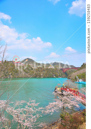 Enakyo Gorge in spring, Gifu Prefecture, with cherry blossoms in full bloom. Enakyo Gorge in spring, Gifu Prefecture, with cherry blossoms in full bloom. 139258483