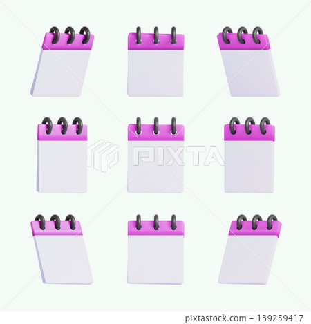 Nine blank notepads are placed in a grid layout on a light background. Each notepad has a pink top and is empty, showing space for notes or drawings. Nine blank notepads are placed in a grid layout on a light background. Each notepad has a pink top and is empty, showing space for notes or drawings. 139259417