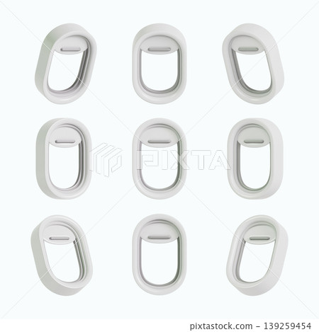 Nine white door handles are displayed in a grid pattern. Each handle shows a unique angle. The background is light, allowing the handles to stand out. Nine white door handles are displayed in a grid pattern. Each handle shows a unique angle. The background is light, allowing the handles to stand out. 139259454