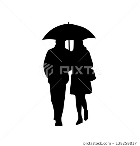 雨天人物剪影:商人、女人、男人、商務人士、情侶、剪影 雨天人物剪影:商人、女人、男人、商務人士、情侶、剪影 139259817