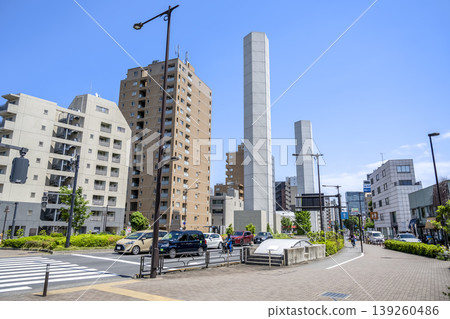 東京目黑區的城市景觀：山手通和東京大學後方的十字路口。 139260486