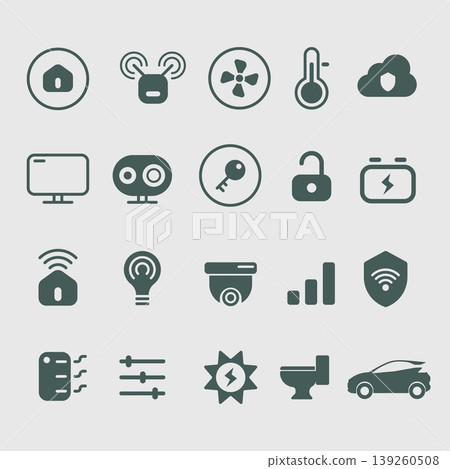 Smart home and IoT security technology icon set Smart home and IoT security technology icon set 139260508