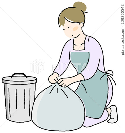 Housewife taking out the trash Housewife taking out the trash 139260548