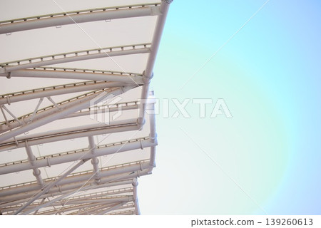 Roofs and white steel frames supporting stadiums and sports facilities 139260613