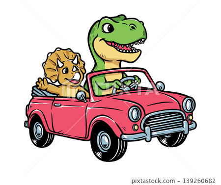 Dino is driving a car with his friend Dino is driving a car with his friend 139260682
