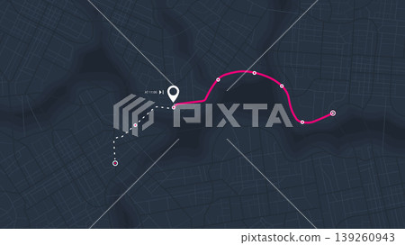 Online location tracking with data of arrive time on city map. Location tracker dashboard with data of arrive time. Huge city map with roads streets as background. Vector illustration Online location tracking with data of arrive time on city map. Location tracker dashboard with data of arrive time. Huge city map with roads streets as background. Vector illustration 139260943