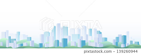 Urban silhouette landscape of modern city. Abstract horizontal banner. Panorama in frat style, header images for web. City buildings of business district. Vector illustration simple geometric Urban silhouette landscape of modern city. Abstract horizontal banner. Panorama in frat style, header images for web. City buildings of business district. Vector illustration simple geometric 139260944
