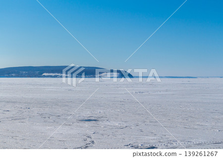 Surface of a frozen river Surface of a frozen river 139261267