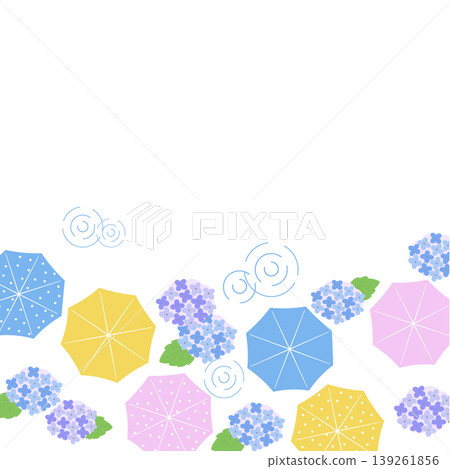 Rainy season background illustration, banner, rain background, rainy season material, rain material, weather, hydrangea, rain, umbrella 139261856