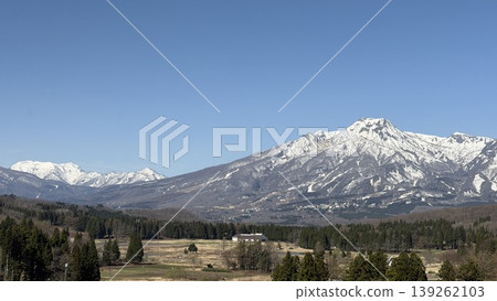 Springtime view of Mt. Myoko from Okeumi, Myoko City, Niigata Prefecture Springtime view of Mt. Myoko from Okeumi, Myoko City, Niigata Prefecture 139262103