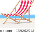 Wooden deck folding beach chair red and white color stock illustration 139262518