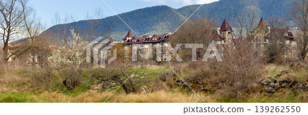 buildings in bansko, pirin peaks in bulgaria buildings in bansko, pirin peaks in bulgaria 139262550