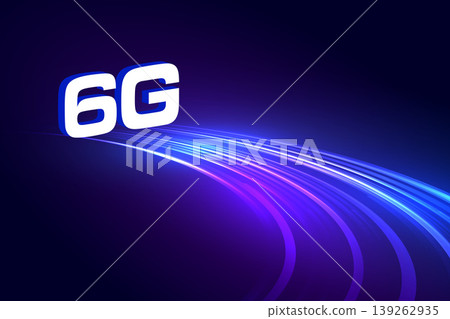 3d style 6g wireless network background with glowing lines 139262935