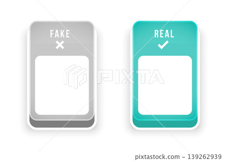 3d style fake or real authentic buttons on white background 3d style fake or real authentic buttons on white background 139262939