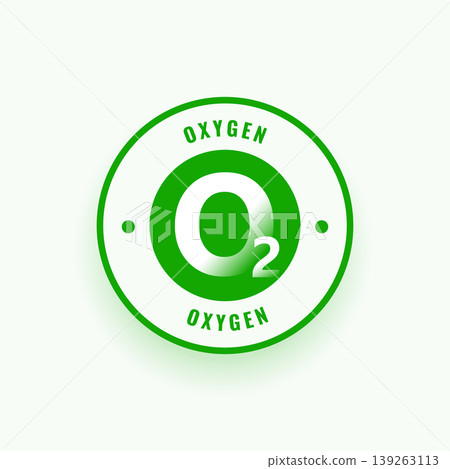 eco friendly green oxygen o2 badge for medical and health theme 139263113